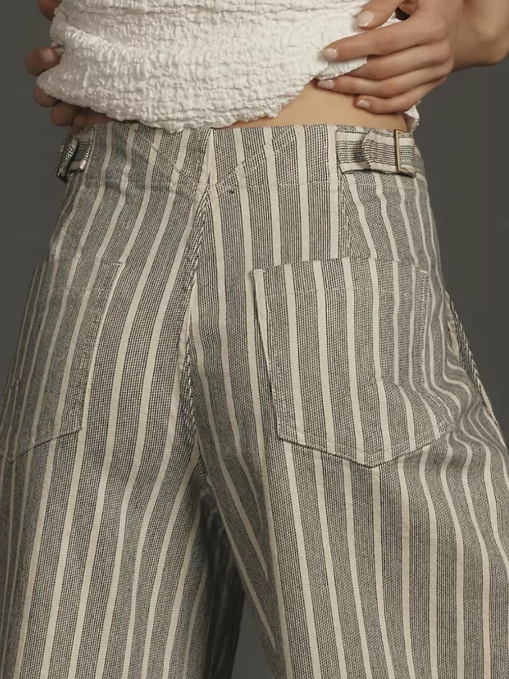 Anthropologie Pilcro Foxglove Flare Pants Women Size 30 Striped Cropped Wide Leg - Picture 2 of 15